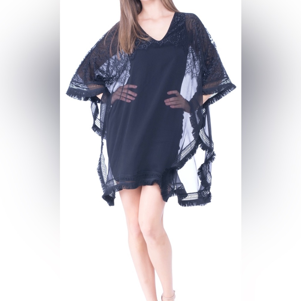 Analili Ariel Silk + Lace Overlayer Dress NWT